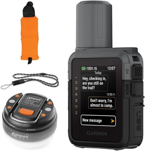 Garmin inReach Mini 3 Plus Satellite Communicator w/Touchscreen 010-03387-10 + Quick Release Lanyard + Orange Floating Foam Wrist Strap + LED Brite-Nite Dome Lantern for Camping & Emergencies in Saudi Arabia