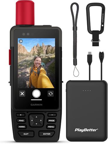 حزمة الملاح المحمولة من Garmin GPSMAP H1i Plus Premium GPS - تقنية inReach Plus الفضائية، شاشة لمس ملونة، عمر بطارية طويل، مصباح يدوي مع شاحن محمول PlayBetter وحبل ربط GPS in Saudi Arabia