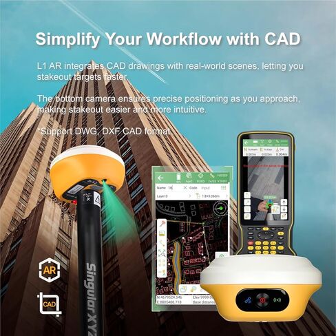 L1-AR GNSS RTK Base+Rover - مُجمع RTK GPS المحمول مع برنامج ومراقبة مرئية مع كاميرا، مصراع عالمي بدقة 2 ميجابكسل، ودقة 2 سم، ومسح إمالة 120 درجة | الدعم المهني in Kuwait