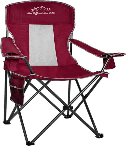 Outdoor Folding Camping Chair with Cup Holder, Storage Bag, Large Anti-Sink Feet, 400lbs Capacity, Breathable Mesh Portable Chair for Camping, Beach, Fishing, Sports, Blue in Saudi Arabia