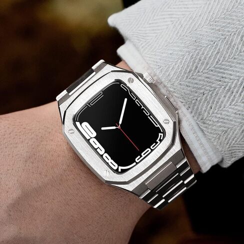 316L Stainless Steel Luxury Rugged Metal Case Band For Apple Watch Band 41mm 44mm 45mm Protective Case Cover for iWatch Series 9 8 7 41mm 45mm and Series SE3 SE2 6 5 4 SE 44mm Mod Kit in Saudi Arabia