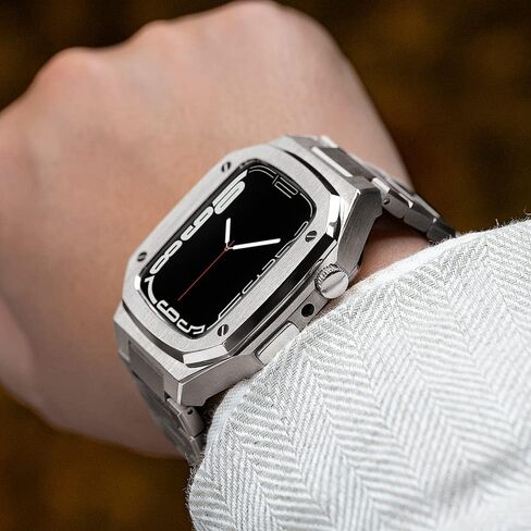 316L Stainless Steel Luxury Rugged Metal Case Band For Apple Watch Band 41mm 44mm 45mm Protective Case Cover for iWatch Series 9 8 7 41mm 45mm and Series SE3 SE2 6 5 4 SE 44mm Mod Kit in Saudi Arabia