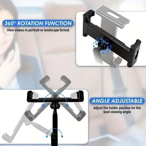 Car Headrest Tablet Holder - [3 in 1 Extension Arm] Adjustable Tablet Car Mount for Back Seat, Gifts Road Trip Essentials for Kids, for 4.7-11" Devices, iPad Pro, Galaxy, Fire, Mother's Day in Saudi Arabia