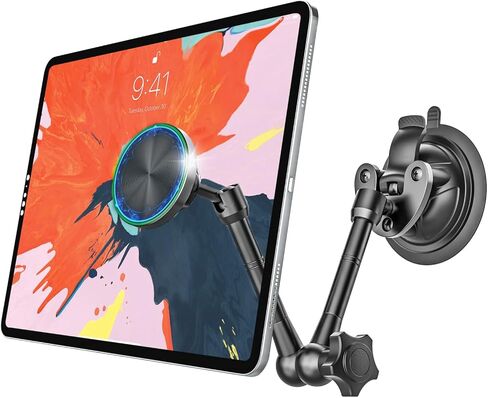 Magnetic Car Tablet Holder with Strong Suction Cup, Anti-Shake Windshield & Dashboard Tablet Mount for Car Truck SUV, Metal Arm iPad Dash Mount for 4-11" iPad Pro Air Mini, Galaxy Tab, iPhone in Saudi Arabia