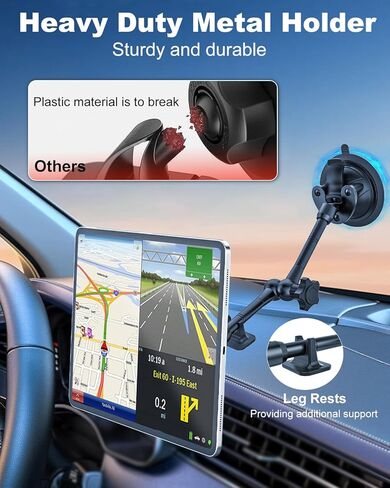 Magnetic Car Tablet Holder with Strong Suction Cup, Anti-Shake Windshield & Dashboard Tablet Mount for Car Truck SUV, Metal Arm iPad Dash Mount for 4-11" iPad Pro Air Mini, Galaxy Tab, iPhone in Saudi Arabia