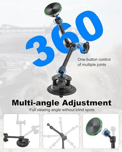 Magnetic Car Tablet Holder with Strong Suction Cup, Anti-Shake Windshield & Dashboard Tablet Mount for Car Truck SUV, Metal Arm iPad Dash Mount for 4-11" iPad Pro Air Mini, Galaxy Tab, iPhone in Saudi Arabia