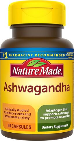 Nature Made Ashwagandha Capsules 125mg for Stress Support, 60 Capsules, 60 Day Supply in Kuwait