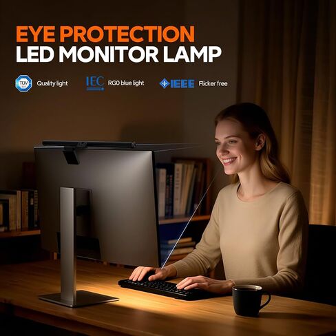 شريط إضاءة شاشة LYMAX وشريط إضاءة شاشة RGB، مصباح كمبيوتر USB للعناية بالعين، شريط إضاءة شاشة خافت، مناسب لجميع الشاشات مع وحدة تحكم لاسلكية، إضاءة خلفية، لا وهج الشاشة للمكتب المنزلي in Kuwait
