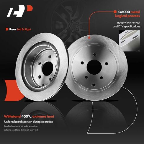A-Premium Front and Rear Drilled and Slotted Disc Brake Rotors + Ceramic Pads Kit Compatible with Select Nissan Models - Quest 2004-2009/2011-2017, 12-PC Set in Saudi Arabia