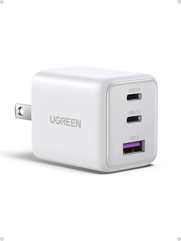شاحن UGREEN USB C بقدرة 30 وات (أسود وأبيض)، شاحن حائط سريع الشحن بـ 3 منافذ GaN II مع PD QC، محول طاقة USB C مدمج لأجهزة iPhone 17/16/15 وGalaxy S25/S24 وiPad وأجهزة Android in Saudi Arabia