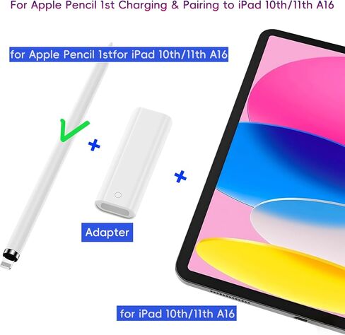 محول شاحن USB-C أنثى iPencil لقلم Apple الجيل الأول وiPad 11th (A16)/10 اقتران بلوتوث، محول USB C إلى قلم رصاص، نوع C إلى موصل شاحن Lightning لـ iPencil 1st in Saudi Arabia
