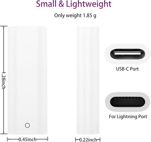 محول شاحن USB-C أنثى iPencil لقلم Apple الجيل الأول وiPad 11th (A16)/10 اقتران بلوتوث، محول USB C إلى قلم رصاص، نوع C إلى موصل شاحن Lightning لـ iPencil 1st in Saudi Arabia