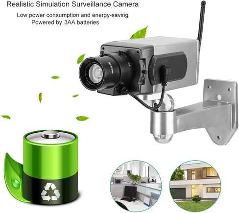 Outdoor Indoor Power Simulation Fake Dummy Camera Security CCTV LED Flashing Light Silver in Saudi Arabia