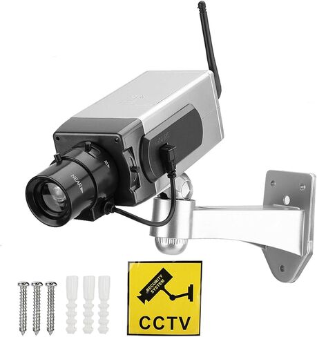Outdoor Indoor Power Simulation Fake Dummy Camera Security CCTV LED Flashing Light Silver in Saudi Arabia