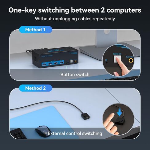 مفتاح KVM 3 شاشات 2 جهاز كمبيوتر HDMI 4K@60 هرتز USB 3.0 KVM مفاتيح لجهازي كمبيوتر مشاركة شاشة ثلاثية و4 منافذ USB تدعم وضع النسخ الممتد. وحدة تحكم سلكية تيار مستمر 12 فولت/1 أمبير متضمنة in Kuwait