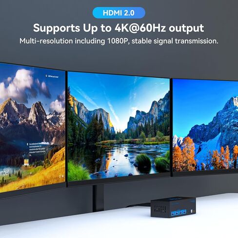 مفتاح KVM 3 شاشات 2 جهاز كمبيوتر HDMI 4K@60 هرتز USB 3.0 KVM مفاتيح لجهازي كمبيوتر مشاركة شاشة ثلاثية و4 منافذ USB تدعم وضع النسخ الممتد. وحدة تحكم سلكية تيار مستمر 12 فولت/1 أمبير متضمنة in Kuwait