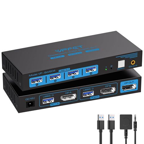 8K @ 60 هرتز KVM Switch 1 شاشات 2 جهاز كمبيوتر Displayport 4K @ 120 هرتز DP KVM مفاتيح شاشة واحدة منفذ مزدوج لجهازي كمبيوتر/كمبيوتر محمول مشاركة 4 منافذ USB 3.0 تدعم وضع العرض الممتد والمكرر in Kuwait