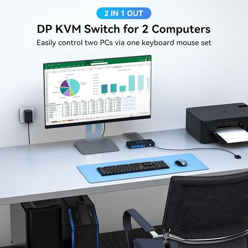 8K @ 60 هرتز KVM Switch 1 شاشات 2 جهاز كمبيوتر Displayport 4K @ 120 هرتز DP KVM مفاتيح شاشة واحدة منفذ مزدوج لجهازي كمبيوتر/كمبيوتر محمول مشاركة 4 منافذ USB 3.0 تدعم وضع العرض الممتد والمكرر in Kuwait