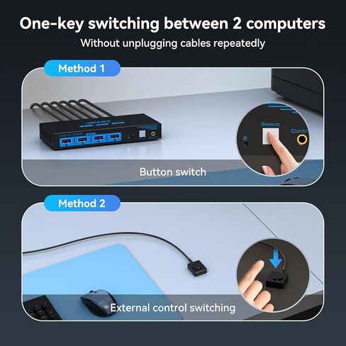 8K @ 60 هرتز KVM Switch 1 شاشات 2 جهاز كمبيوتر Displayport 4K @ 120 هرتز DP KVM مفاتيح شاشة واحدة منفذ مزدوج لجهازي كمبيوتر/كمبيوتر محمول مشاركة 4 منافذ USB 3.0 تدعم وضع العرض الممتد والمكرر in Kuwait