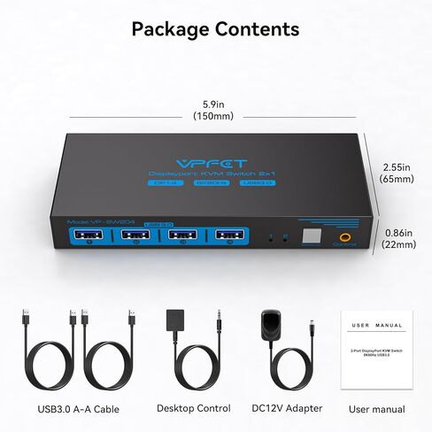 8K @ 60 هرتز KVM Switch 1 شاشات 2 جهاز كمبيوتر Displayport 4K @ 120 هرتز DP KVM مفاتيح شاشة واحدة منفذ مزدوج لجهازي كمبيوتر/كمبيوتر محمول مشاركة 4 منافذ USB 3.0 تدعم وضع العرض الممتد والمكرر in Kuwait