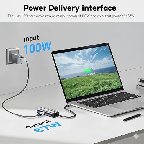 2-in-1 USB-C Ethernet Adapter, 2.5G/1G/100Mbps RJ45 LAN Converter with PD 87W Fast Charging, Plug-and-Play for Laptops (Windows/macOS/Linux) in Saudi Arabia