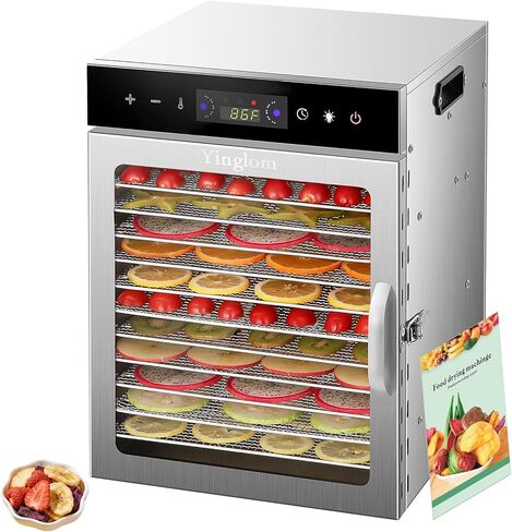 Food Dehydrator Machine with 12 Stainless Steel Trays, 800W Dual-Fan Dehydrator for Home, 24H Timer, 86-194℉ Temperature Control, LED Digital Dispiay for Jerky, Fruit, Vegetable, Herbs, and Dog Treats in Saudi Arabia