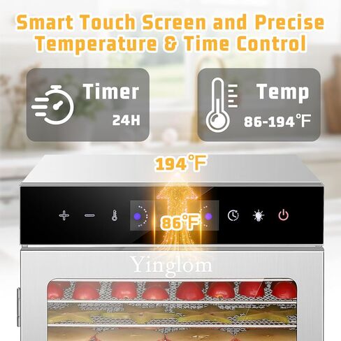 Food Dehydrator Machine with 12 Stainless Steel Trays, 800W Dual-Fan Dehydrator for Home, 24H Timer, 86-194℉ Temperature Control, LED Digital Dispiay for Jerky, Fruit, Vegetable, Herbs, and Dog Treats in Saudi Arabia