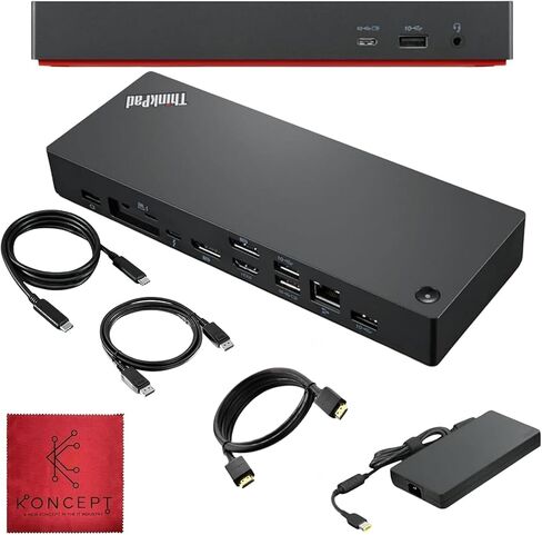 قاعدة إرساء Lenovo 40B00135US Thunderbolt 4 Dock - محطة إرساء Thinkpad USB C مع كابلات 135 وات وHDMI وDisplayPort وUSB-C إلى C (متجددة) in Saudi Arabia