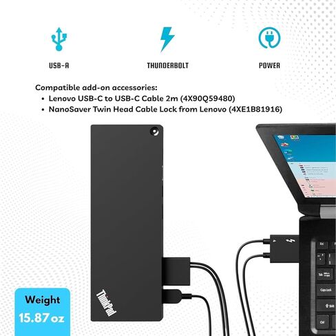 قاعدة إرساء Lenovo 40B00135US Thunderbolt 4 Dock - محطة إرساء Thinkpad USB C مع كابلات 135 وات وHDMI وDisplayPort وUSB-C إلى C (متجددة) in Saudi Arabia