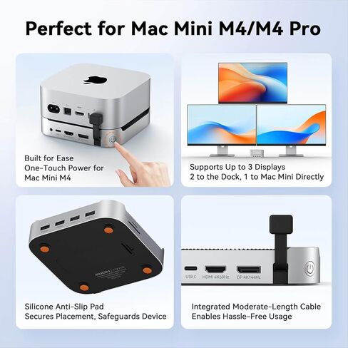 TobenONE 13-in-1 Mac mini M4 Dock with 8TB SSD Enclosure, Mac mini M4 Hub Stand for Mac mini M4/M4 Pro 2024, 4K@144Hz DP, 4K@60Hz HDMI, 5 USB (Max 10Gbps), SD/Micro SD, Audio, One-Touch Power Button in Saudi Arabia