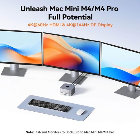 TobenONE 13-in-1 Mac mini M4 Dock with 8TB SSD Enclosure, Mac mini M4 Hub Stand for Mac mini M4/M4 Pro 2024, 4K@144Hz DP, 4K@60Hz HDMI, 5 USB (Max 10Gbps), SD/Micro SD, Audio, One-Touch Power Button in Saudi Arabia