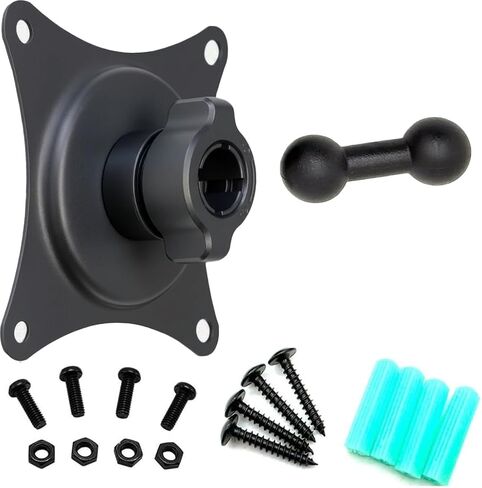 Universal 17mm Ball or Socket Head to VESA 75x75mm LCD Monitor Mounting Adapter Bracket Plate with M4 Screw Set for LCD Arm Mount & Drill Screw for Wall Mounting (17mm Ball Tablet/Smartphone Holder) in Saudi Arabia
