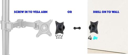 Universal 17mm Ball or Socket Head to VESA 75x75mm LCD Monitor Mounting Adapter Bracket Plate with M4 Screw Set for LCD Arm Mount & Drill Screw for Wall Mounting (17mm Ball Tablet/Smartphone Holder) in Saudi Arabia