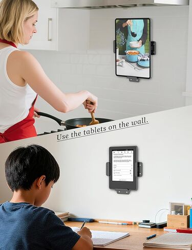 حامل عالمي للكمبيوتر اللوحي على الحائط، حامل قفل للكمبيوتر اللوحي مضاد للسرقة لجهاز ipad مناسب لأجهزة Samsung وKindle وE-Reader وFire Tablet والهاتف المحمول مثبت بمادة لاصقة أو برغي (أسود) in Saudi Arabia