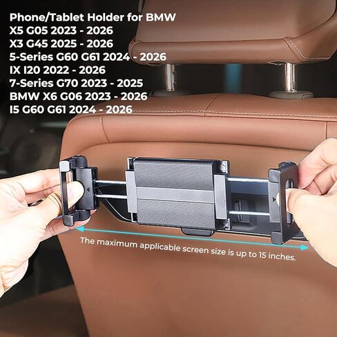 Car Tablet Mount for BMW X5 X6 X3 iX 5-Series 7-Series G05 G06 G45 G60 Accessories, 360° Rotation, Fit Up to 15-inch Car Headrest Tablet Holder for Back Seat Travel Road Trip Essentials in Saudi Arabia