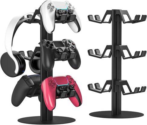 حامل وحدة تحكم اللعبة متوافق مع Nintendo Switch 2 Xbox PS5 PS4 ، 4 Tiers Aluminium Gaming Headphones حاملات سماعات الرأس ومكتب حوامل المكتب لـ 8 حزم وحدة تحكم in Saudi Arabia