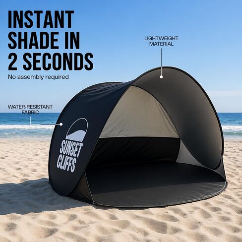 Sunset Cliffs Pop Up Beach Tent – 1-2 Person Portable Sun Shelter with UPF 50+ UV Protection – Lightweight Folding Shade Canopy with Mesh Window, Sandbags & Carrying Bag – Blue in Saudi Arabia