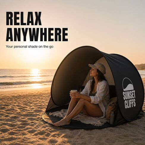 Sunset Cliffs Pop Up Beach Tent – 1-2 Person Portable Sun Shelter with UPF 50+ UV Protection – Lightweight Folding Shade Canopy with Mesh Window, Sandbags & Carrying Bag – Blue in Saudi Arabia