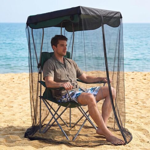 Yahenda 63" H Mosquito Net Cover for Canopy Chair, Bug Barrier Mesh Tent Netting with 32 x 35 Inch Waterproof Roof and Opening Zipper for Fishing Camping Chairs Outdoors, Excluding Chair in Saudi Arabia