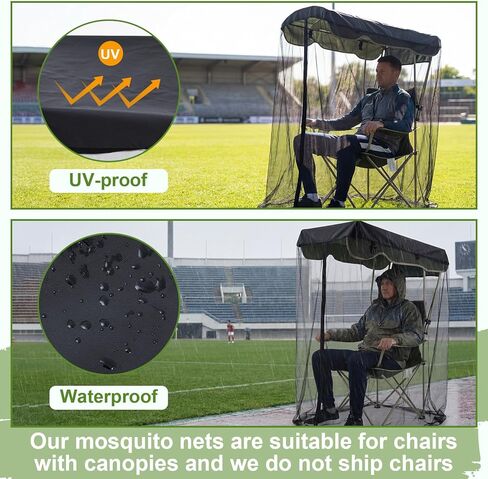Yahenda 63" H Mosquito Net Cover for Canopy Chair, Bug Barrier Mesh Tent Netting with 32 x 35 Inch Waterproof Roof and Opening Zipper for Fishing Camping Chairs Outdoors, Excluding Chair in Saudi Arabia