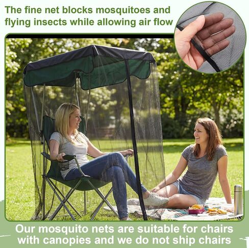 Yahenda 63" H Mosquito Net Cover for Canopy Chair, Bug Barrier Mesh Tent Netting with 32 x 35 Inch Waterproof Roof and Opening Zipper for Fishing Camping Chairs Outdoors, Excluding Chair in Saudi Arabia