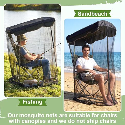 Yahenda 63" H Mosquito Net Cover for Canopy Chair, Bug Barrier Mesh Tent Netting with 32 x 35 Inch Waterproof Roof and Opening Zipper for Fishing Camping Chairs Outdoors, Excluding Chair in Saudi Arabia