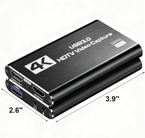 بطاقة التقاط فيديو 4K، جهاز تسجيل ألعاب USB 3.0 HDMI، أسود in Kuwait