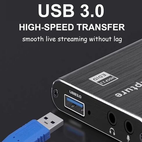 بطاقة التقاط فيديو 4K، جهاز تسجيل ألعاب USB 3.0 HDMI، أسود in Kuwait