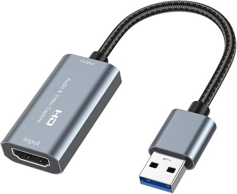 بطاقة التقاط فيديو HDMI، بطاقة التقاط HDMI 4K إلى USB 3.0 لتسجيل الألعاب المتدفقة، 1080P 60FPS، متوافقة مع نظام التشغيل Windows Android Mac OS، PS5/4، Xbox، الكاميرا، OBS VLC Amcap Zoom in Kuwait