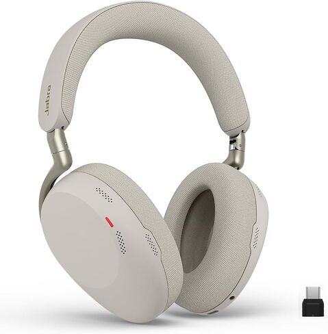 جابرا Evolve3 85 سماعة بلوتوث لاسلكية فوق الاذن مع ميكروفون للعمل، USB-C، تقنية المكالمات الصوتية AI، إلغاء الضوضاء النشط التكيفي، بطارية 25 ساعة، تعمل مع تطبيقات الاجتماعات، أسود in Saudi Arabia