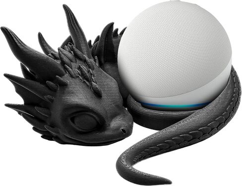 حامل مكبر صوت على شكل تنين مطبوع ثلاثي الأبعاد - حامل ديكور خيالي لطيف لـ Echo Dot (الجيل الثالث/الرابع/الخامس)، ملحق سطح مكتب بلاستيكي للألعاب وديكور المنزل in Kuwait