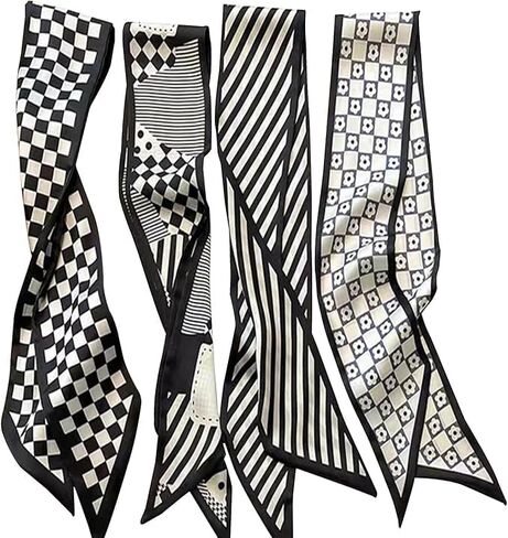 4 Pieces Fashion Scarves for Women, Multifunctional Boho Scarves Headbands Satin Scarf for Bag Hair Accessories in Saudi Arabia