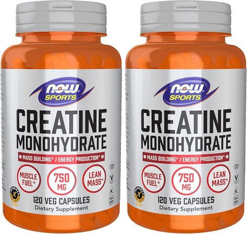 NOW Sports Nutrition, Creatine Monohydrate 750 mg, Mass Building*/Energy Production*, 120 Veg Capsules in Kuwait