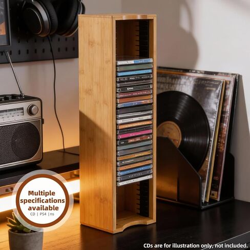AriSen Bamboo CD Storage Rack, CD Record Rack, DVD Media Disc Rack, Storage & Display Rack for Vintage Music Records, CD Collection Case in Saudi Arabia